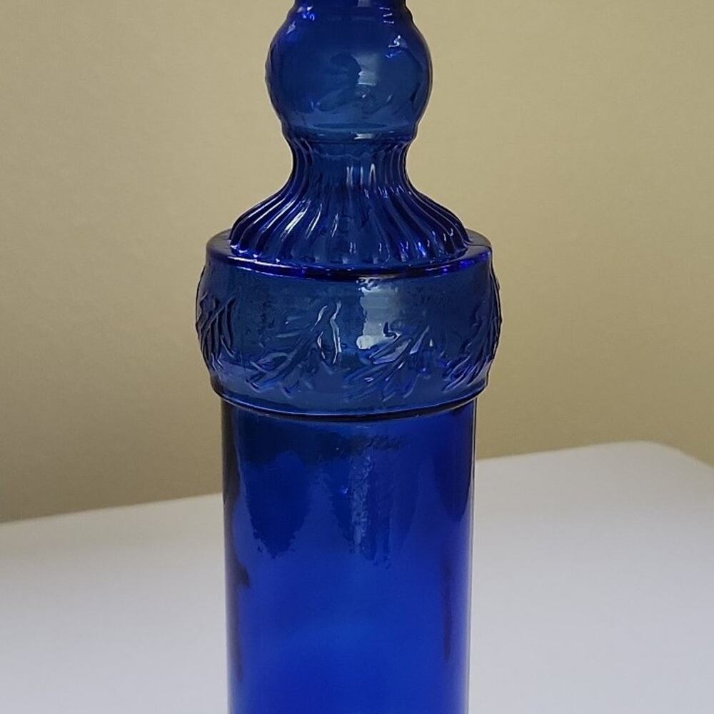 Vintage Vidrios San Miguel Cobalt Blue Glass Bottle Made in Spain 100% Recycled